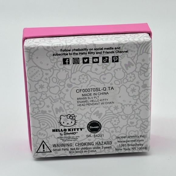 Sanrio Hello Kitty Necklace Brass Silver Plated Enamel Hello Kitty Pendant - Picture 3 of 9